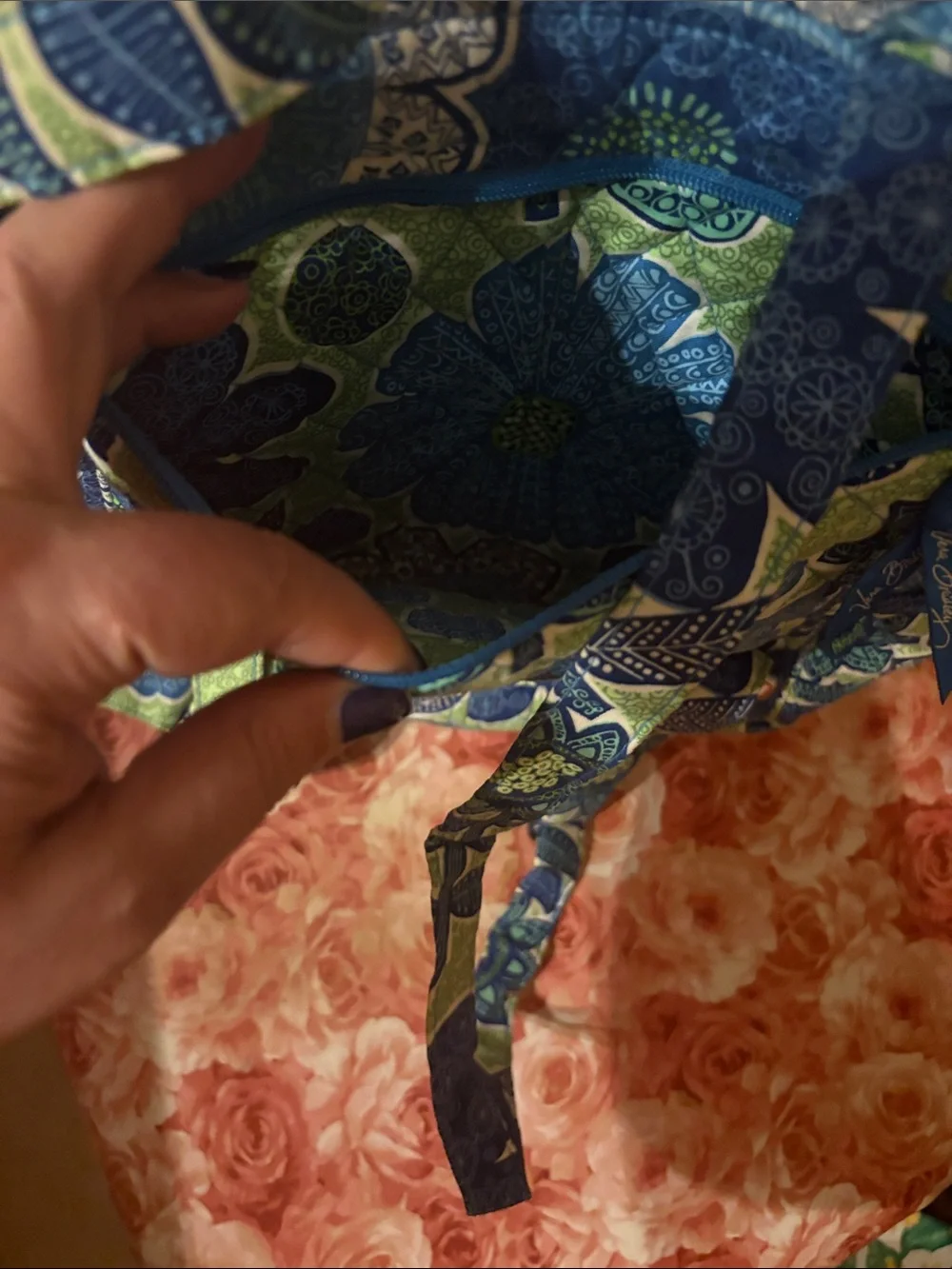 Vera Bradley Blue & Green Quilted Floral Backpack